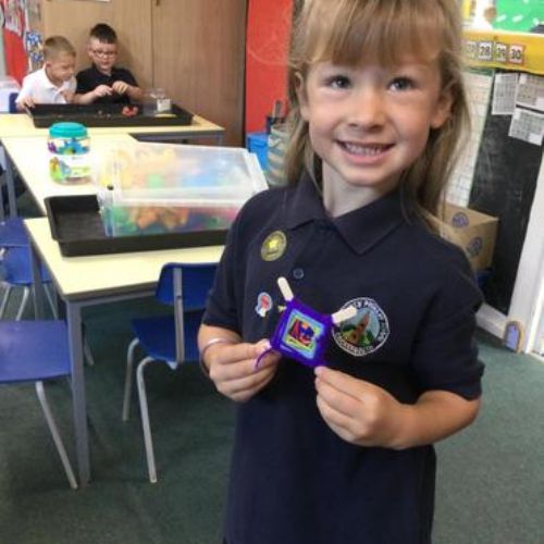 We made Latin American crosses known as God's eye crosses.